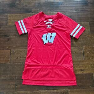 Box Seat NCAA Wisconsin Badgers Women's Small Jersey‎ Red Tie Up Sportswear Top
